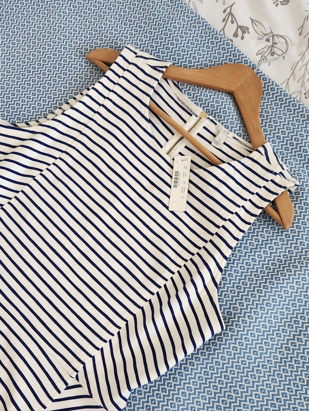 J. Crew Sleeveless Navy Stripe A-Line Dress - Picture 3 of 11